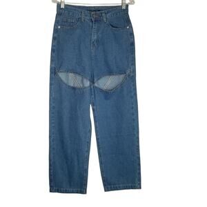 Luxedress Cutout High Waist Straight Leg Denim Jeans, Size M (fits size 4)